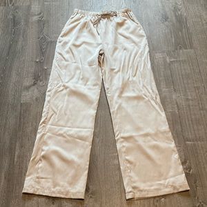 Abercrombie & Fitch satin drawstring, wide leg, lined pants